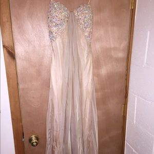 Nude beige prom dress