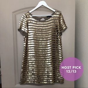 French Connection Cocktail Gold Sequin Dress