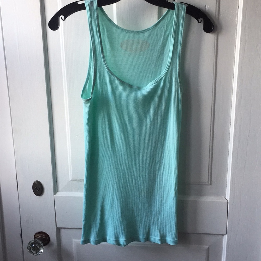 Jcrew ribbed turquoise tank top. - Picture 2 of 3