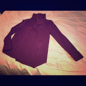 Kensie Asymmetrical Ponte Cardi in Burgundy - M