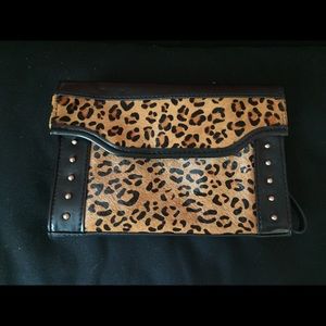 Leather Leopard Clutch