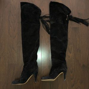 Chloe black suede thigh high boots