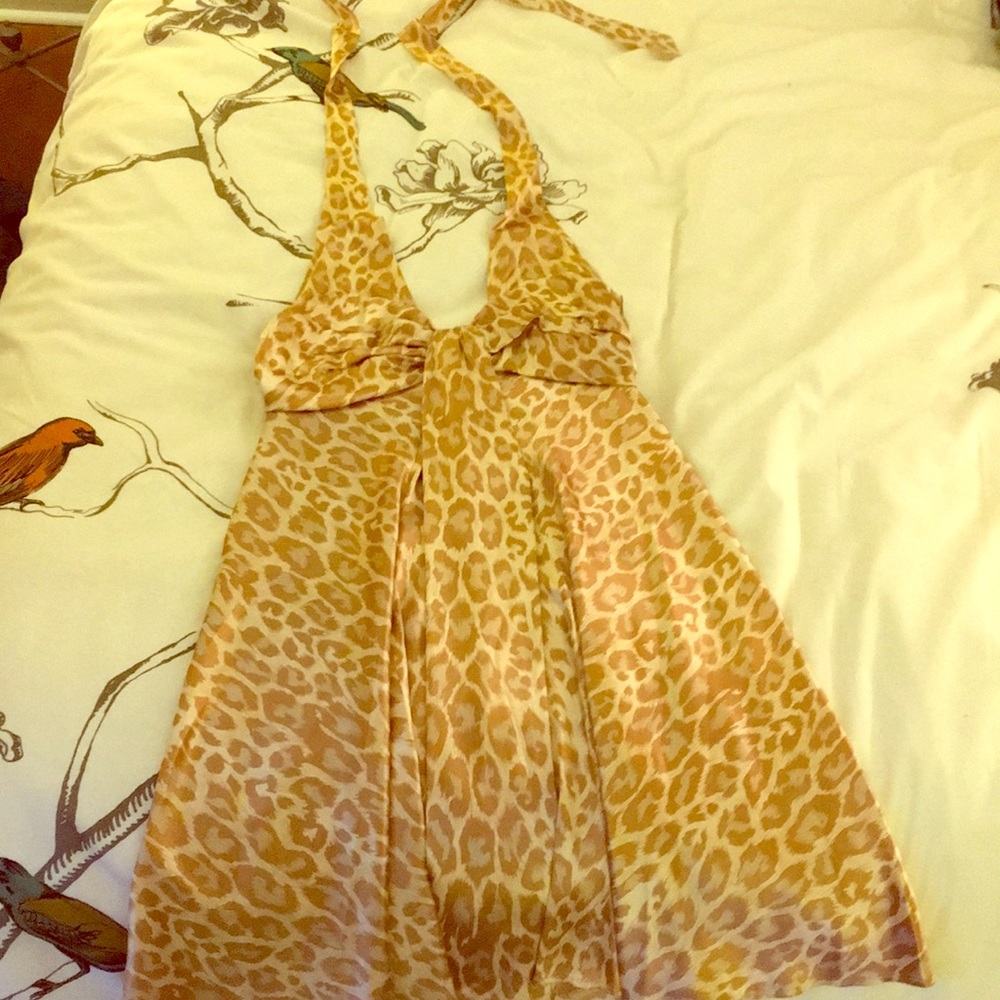 Silk leopard print mini dress