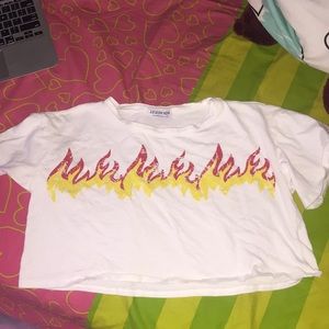 White Fashion Nova Flame Crop Top