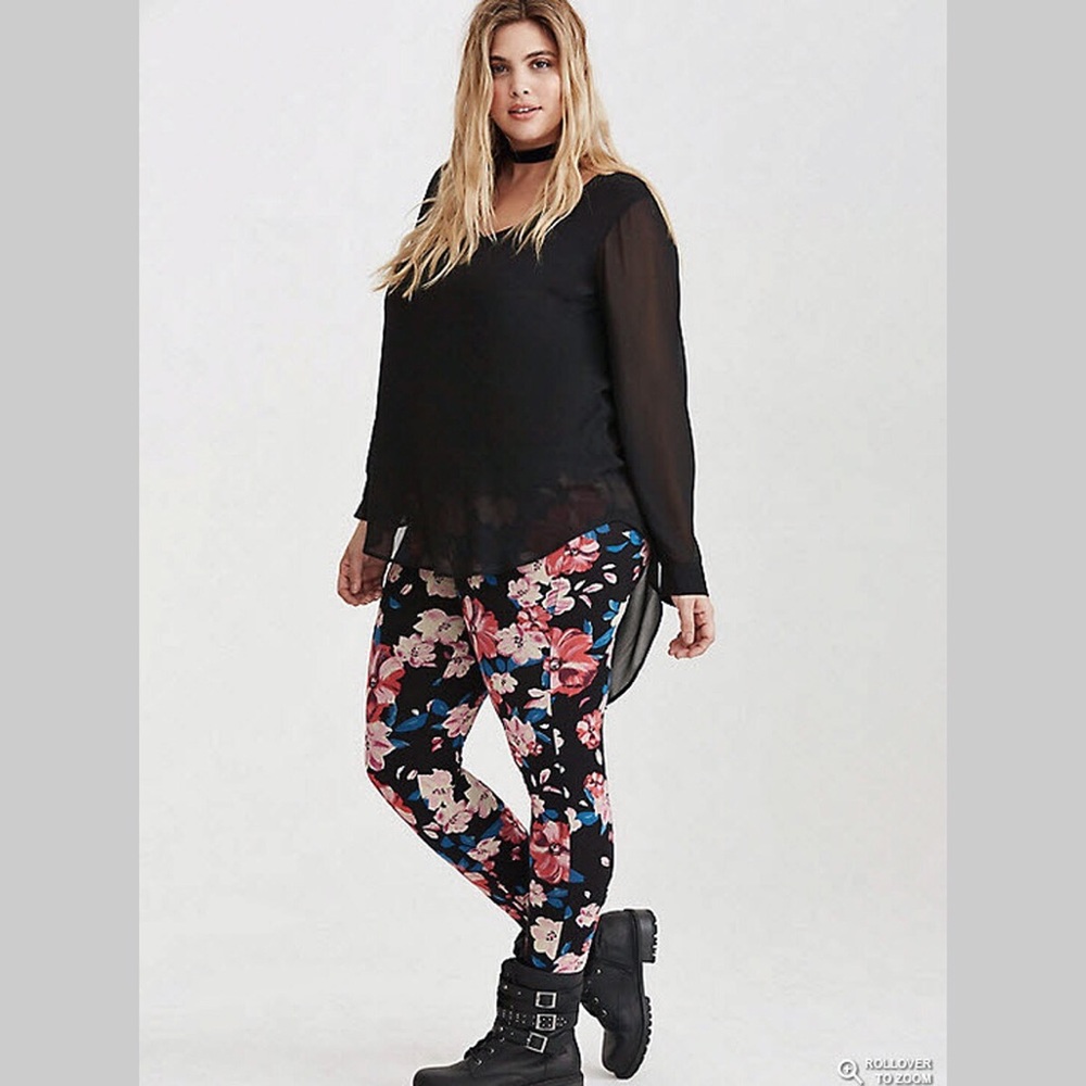 Torrid Floral Print Full Length Leggings 3X NWOT