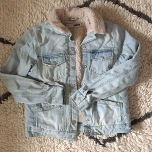 Topshop Moto Jean Jacket w/ Teddy interior