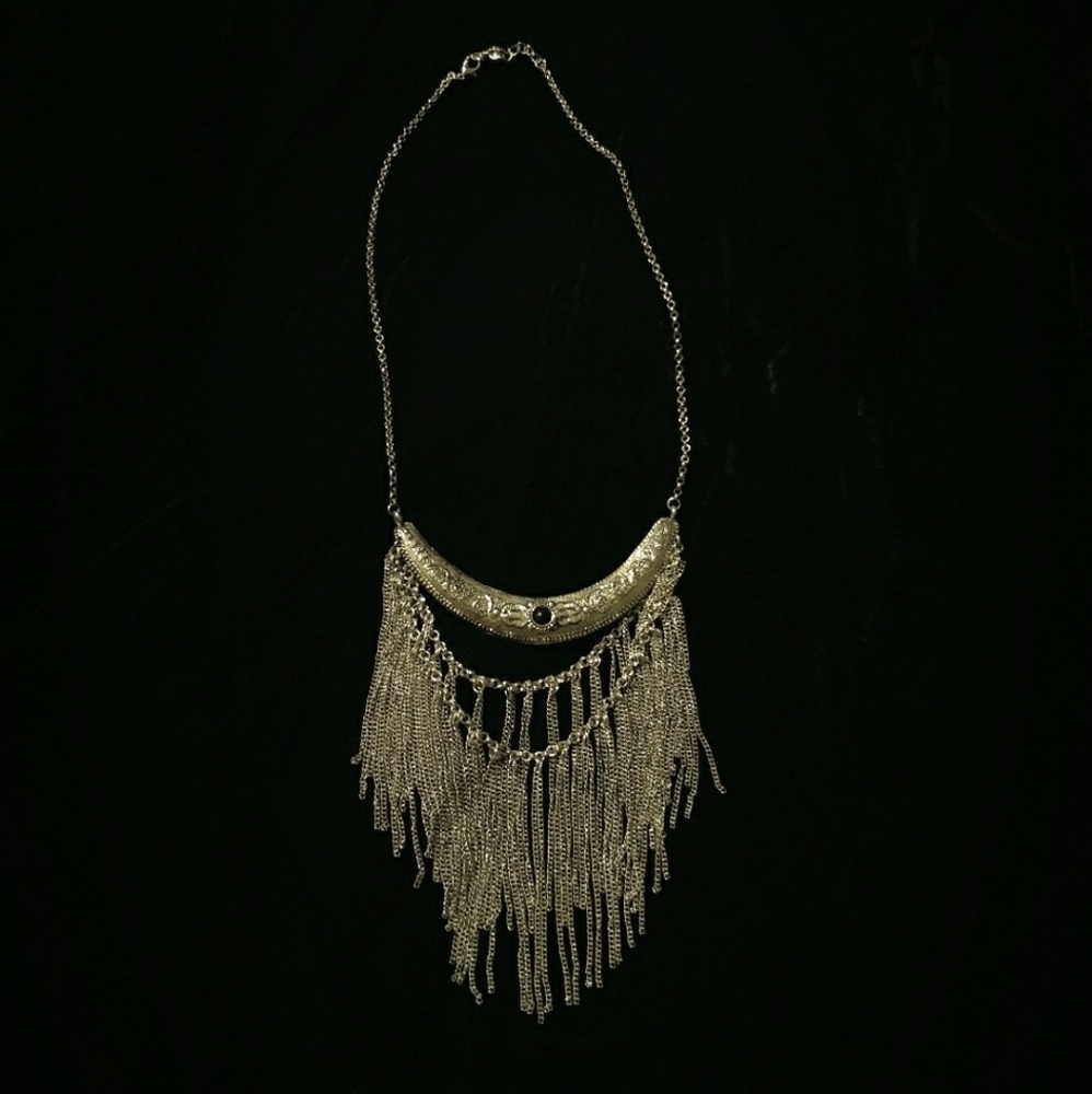 SOLD Boho Chainmail Fringe Chain Necklace