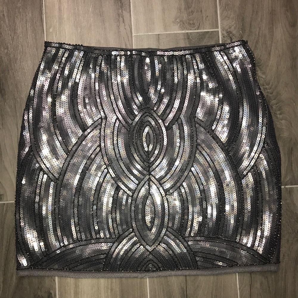 Gianni Bini Silver Sequence Mini Skirt, NWT, Small