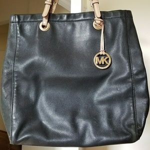 Michael Kors black leather tote bag