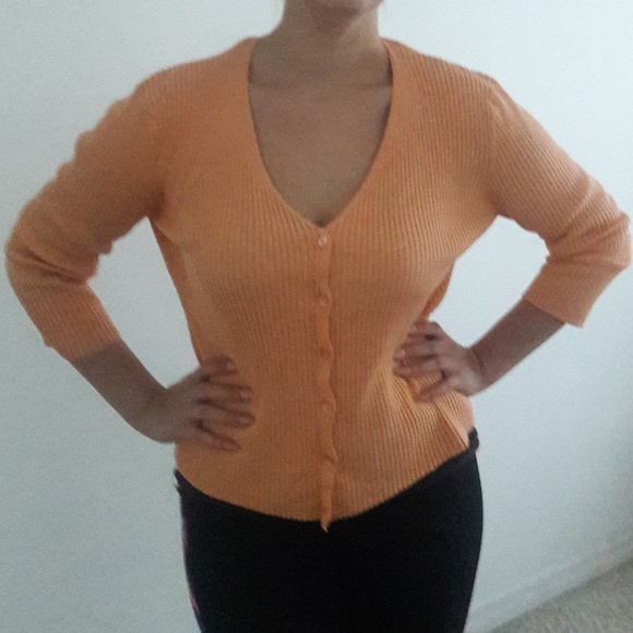 Sweater Top V-Neck Button Down Jacket - Picture 4 of 5