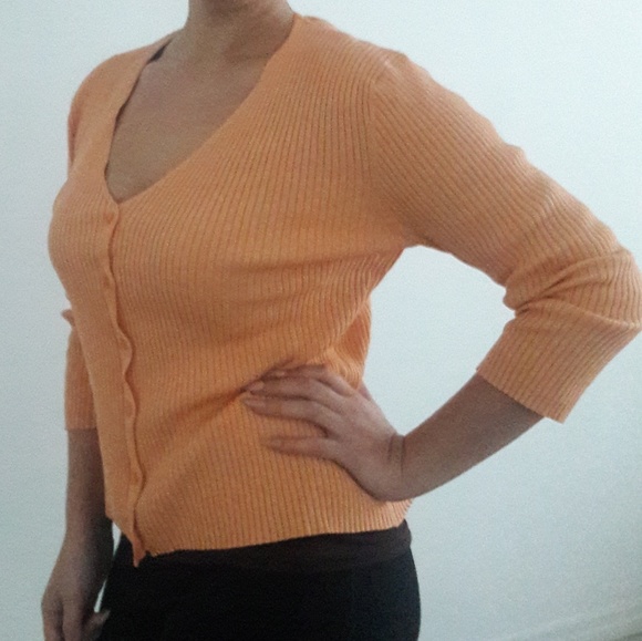 Sweater Top V-Neck Button Down Jacket - Picture 2 of 5