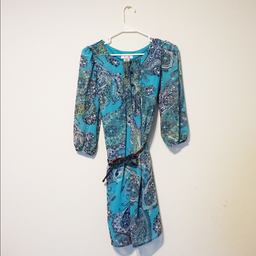 Long Sleeve Paisley Dress