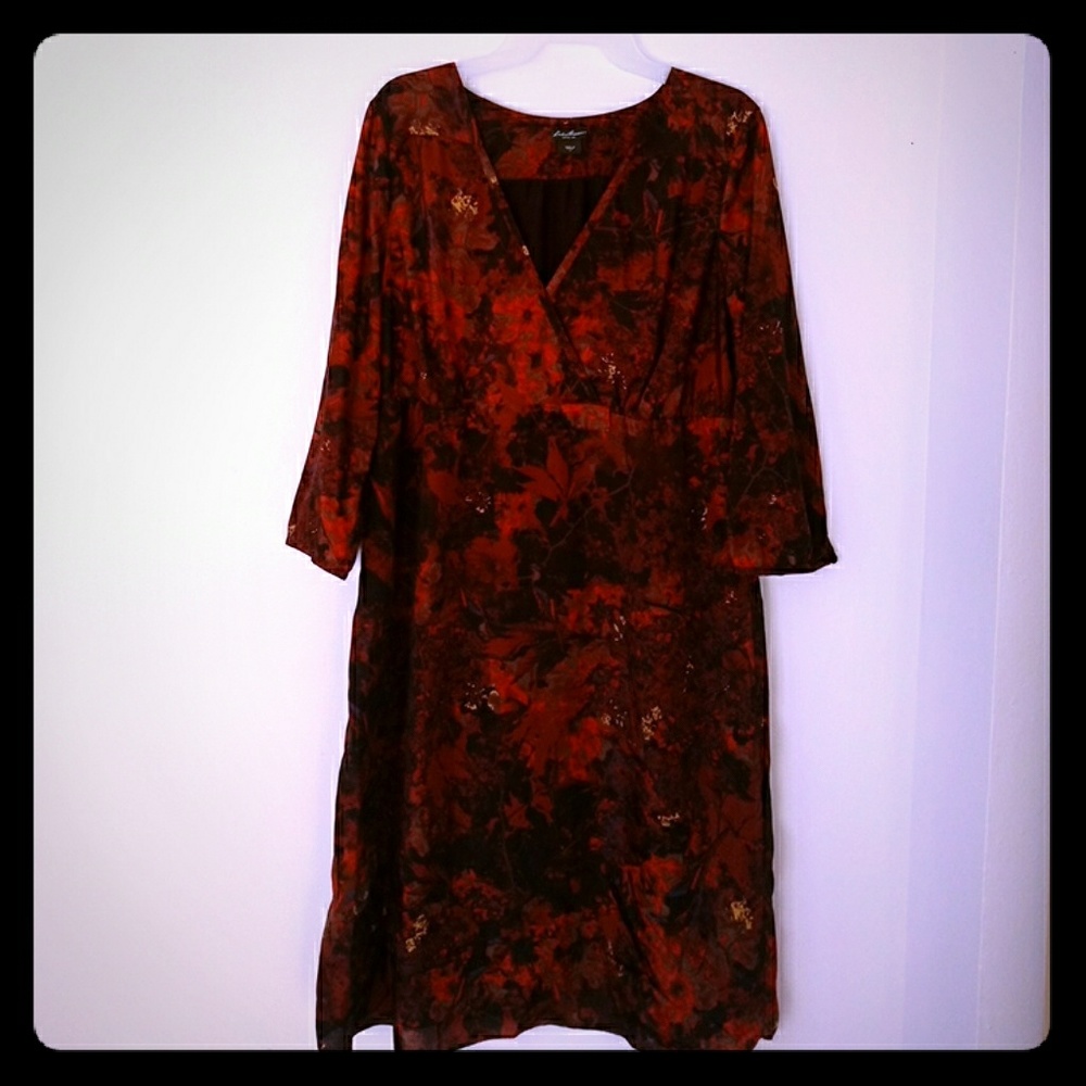 Jewel Tone Mock-Wrap Dress