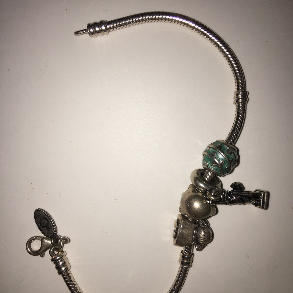 Pandora clasp bracelet w/ four charms (authentic)