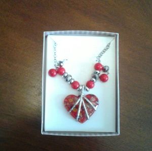 Heart necklace with matching 👂 rings