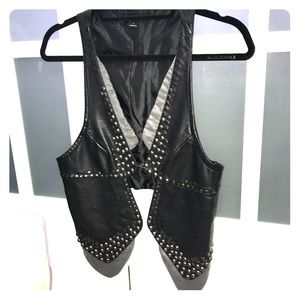 Black Faux Leather Vest with Studs