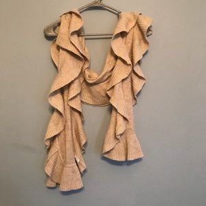 Beige Ruffle Knit Scarf
