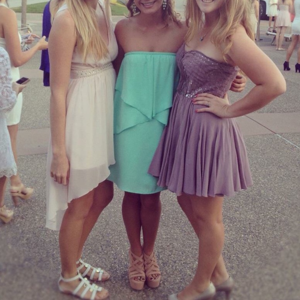 Strapless Everly turquoise/mint green dress