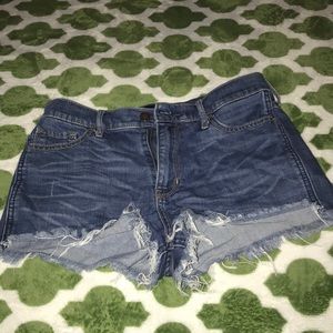 High rise ripped jean shorts