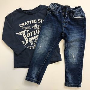 2T - Jeans And Long Sleeved Shirt Set