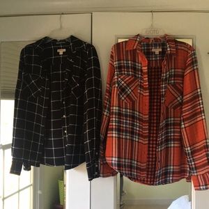 2 plaid button downs from Merona