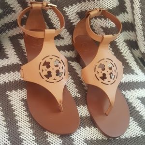 Brand New Tory Burch Tan Zoey Wedge Sandals 8