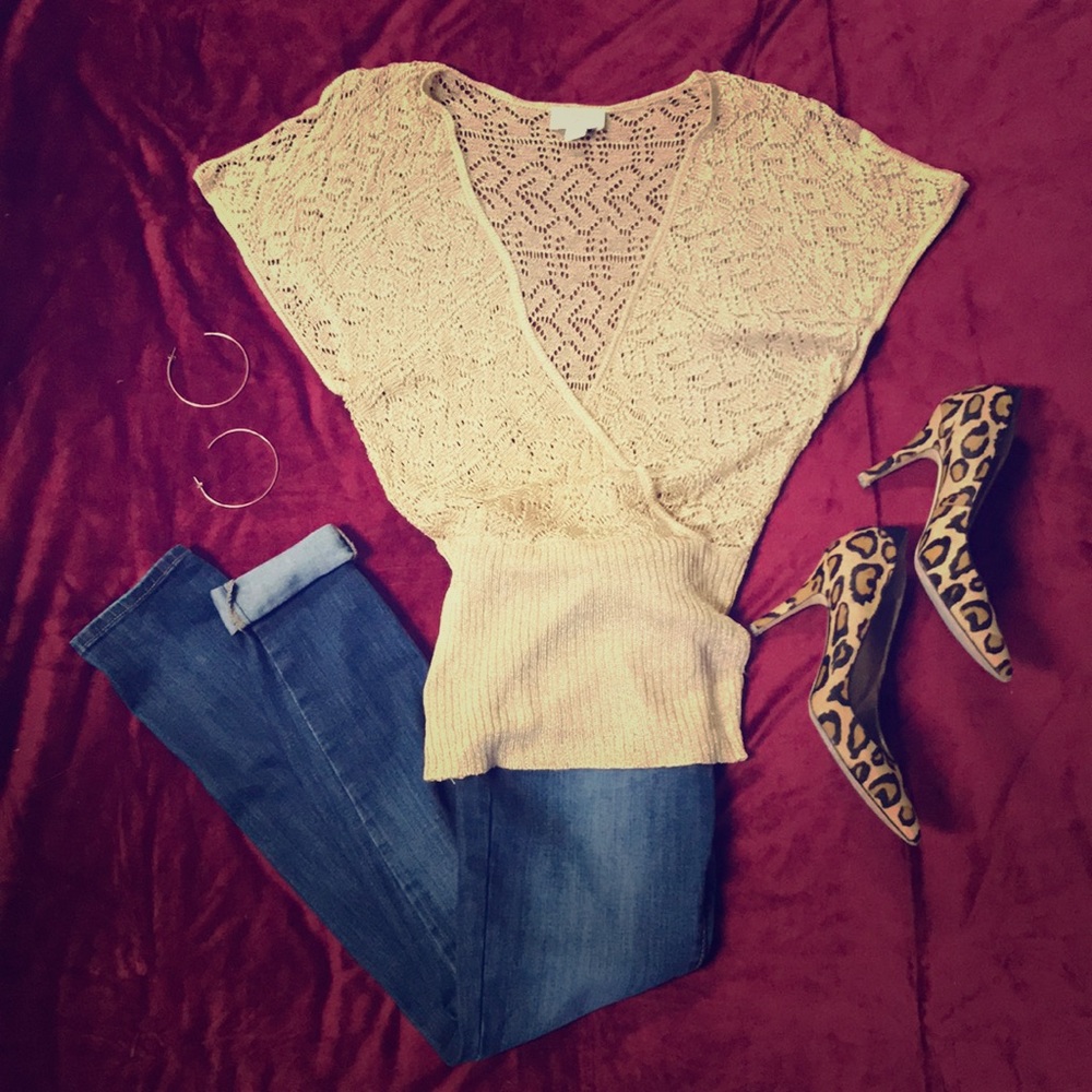 LOFT Ann Taylor, Split Sleeve Tunic, Gold