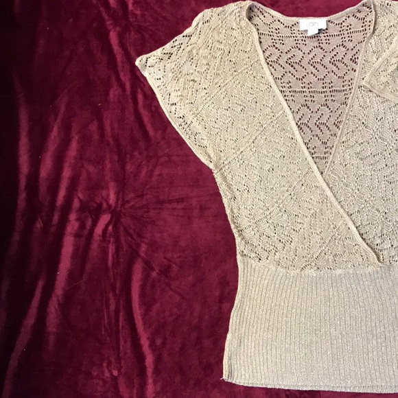 LOFT Ann Taylor, Split Sleeve Tunic, Gold - Picture 2 of 5