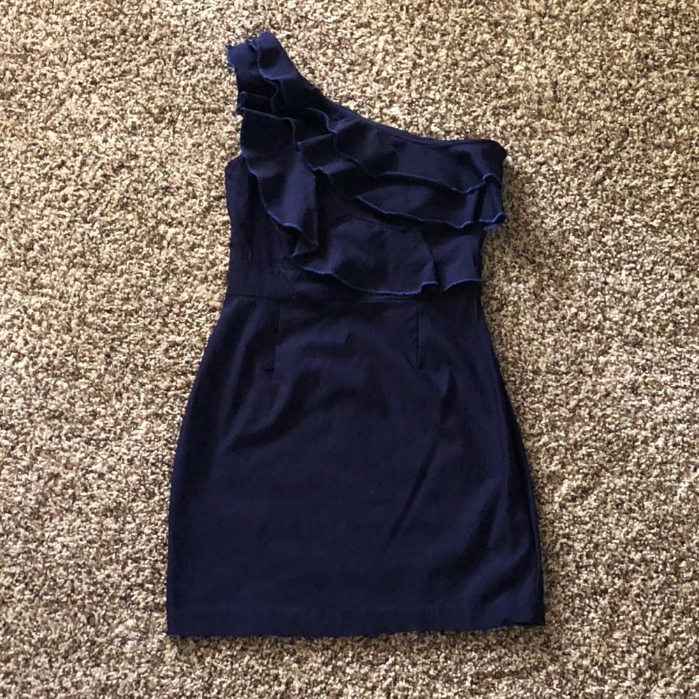 One Shoulder Navy Cocktail Dress sz S
