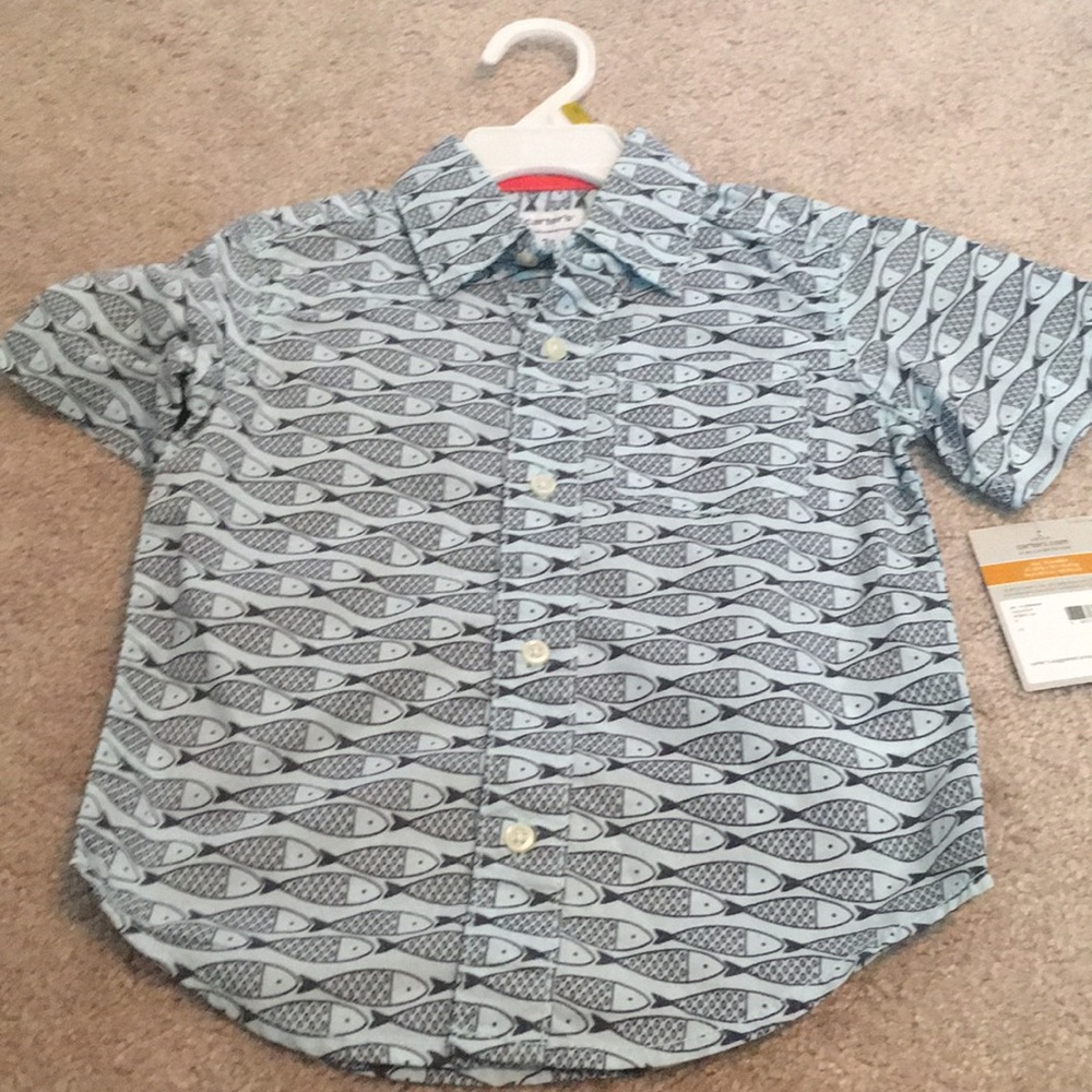 Carters NWT cute fish button up shirt. 3T