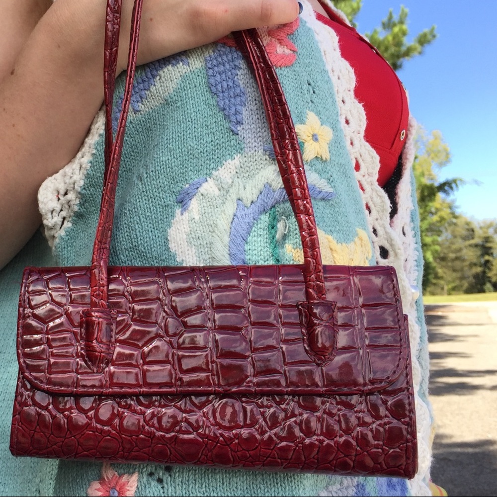 Vintage red alligator skin purse