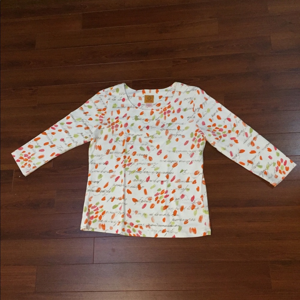 Ruby Rd White splash sequined shirt