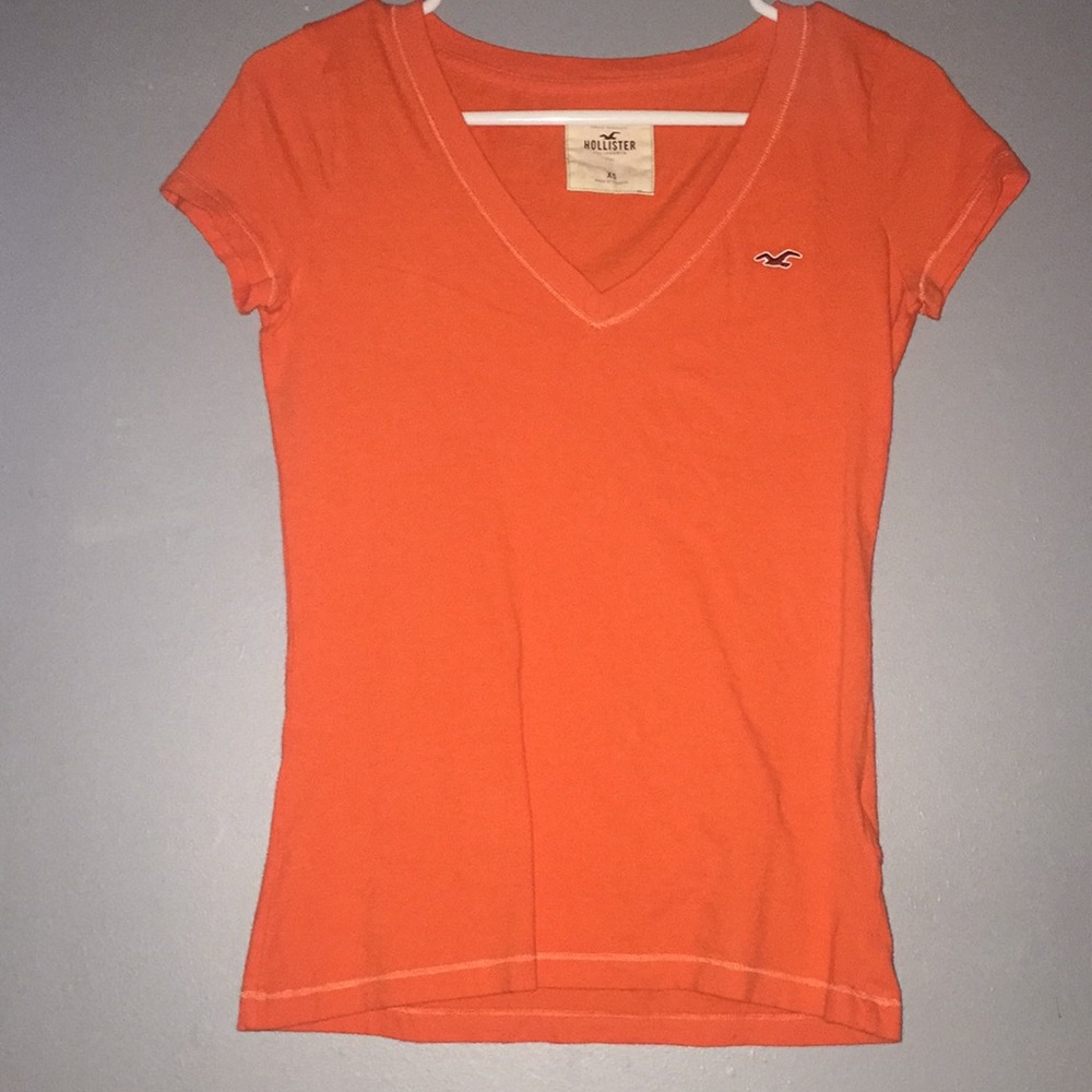 Orange Hollister V-Neck