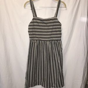 LOFT Grey and Cream Striped Sundress
