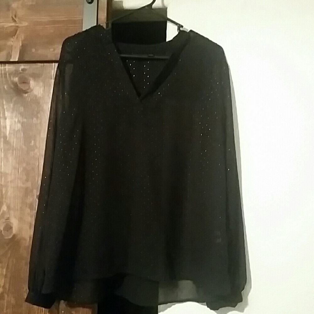 Black sheer long sleeve blouse.