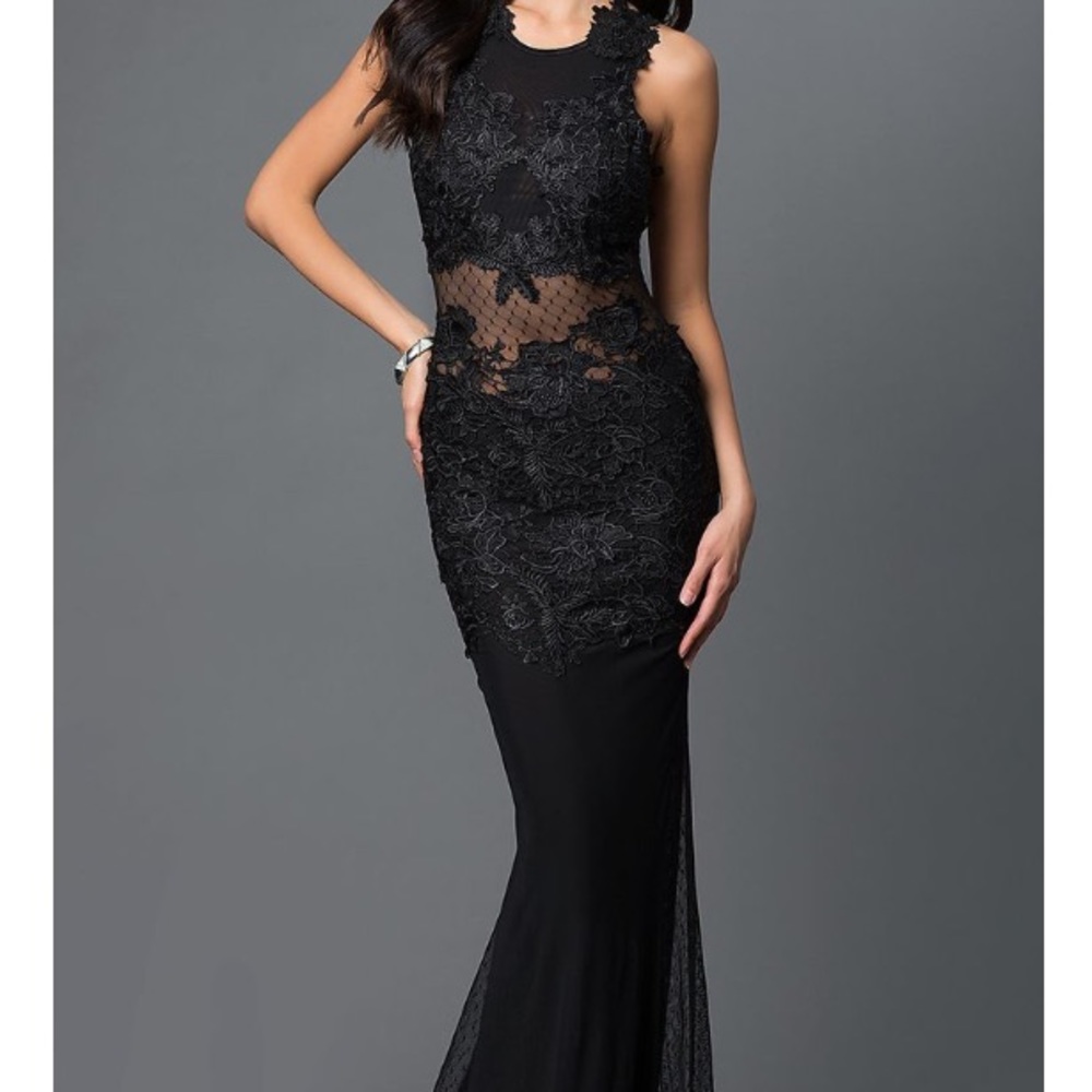 Long Black Prom Dress with Open Back