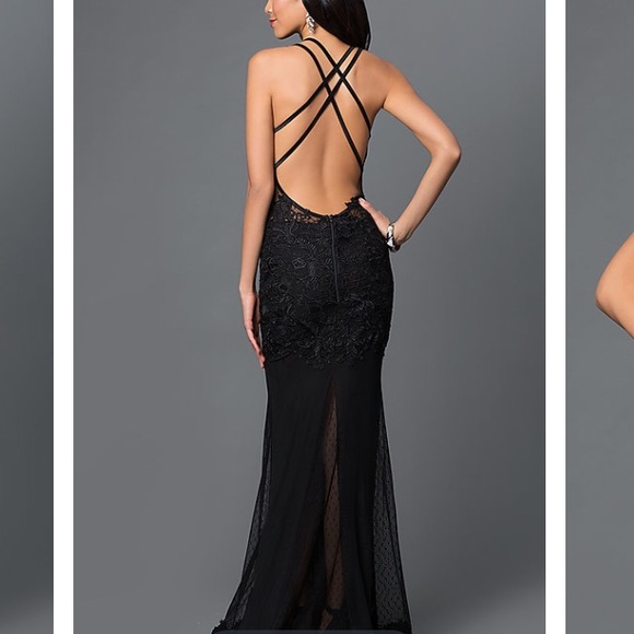 Long Black Prom Dress with Open Back - Picture 3 of 6