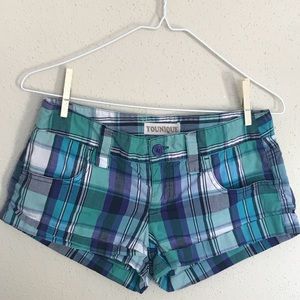 “Younique” Blue/Green Plaid Shorts