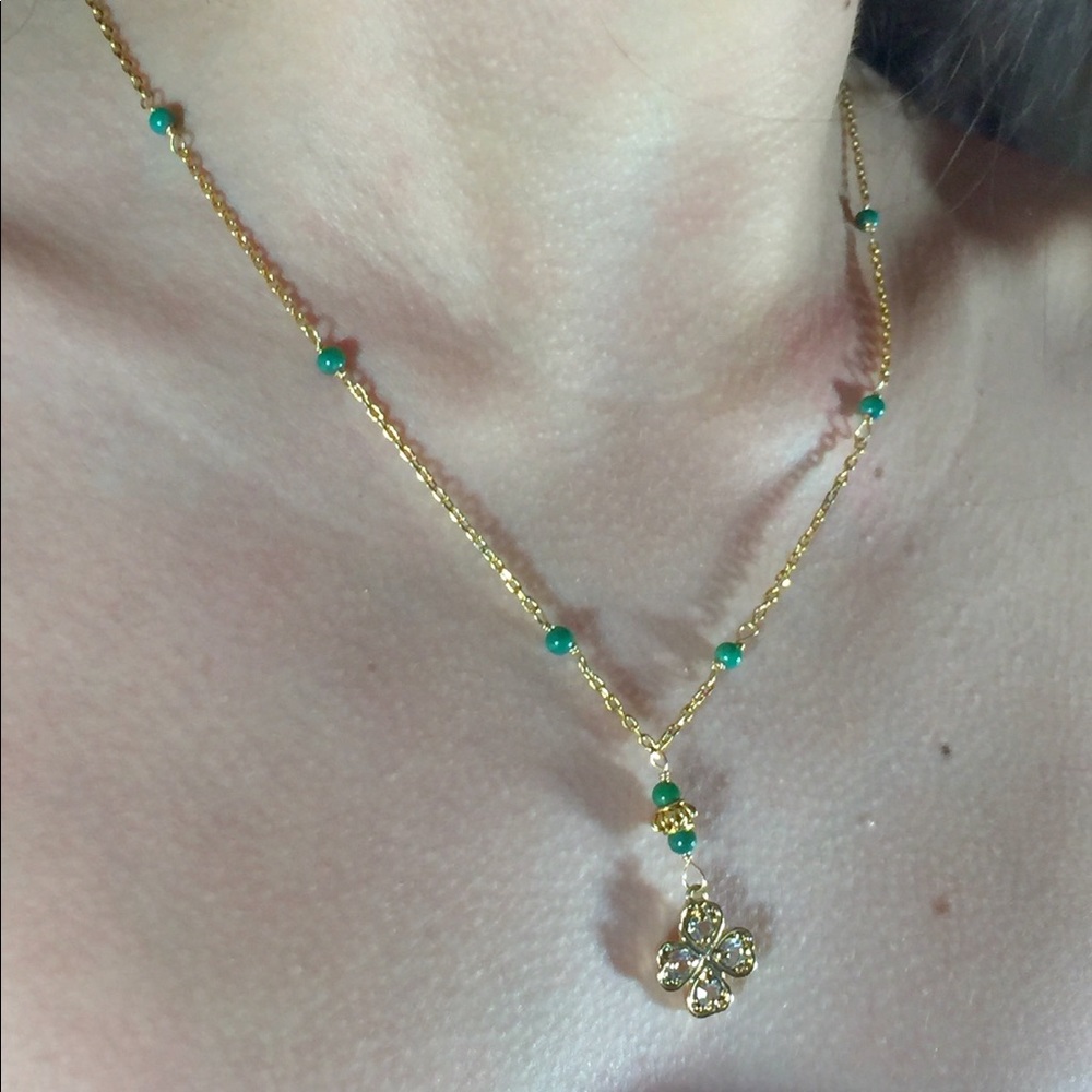 Handmade OOAK green turquoise necklace - Picture 2 of 4