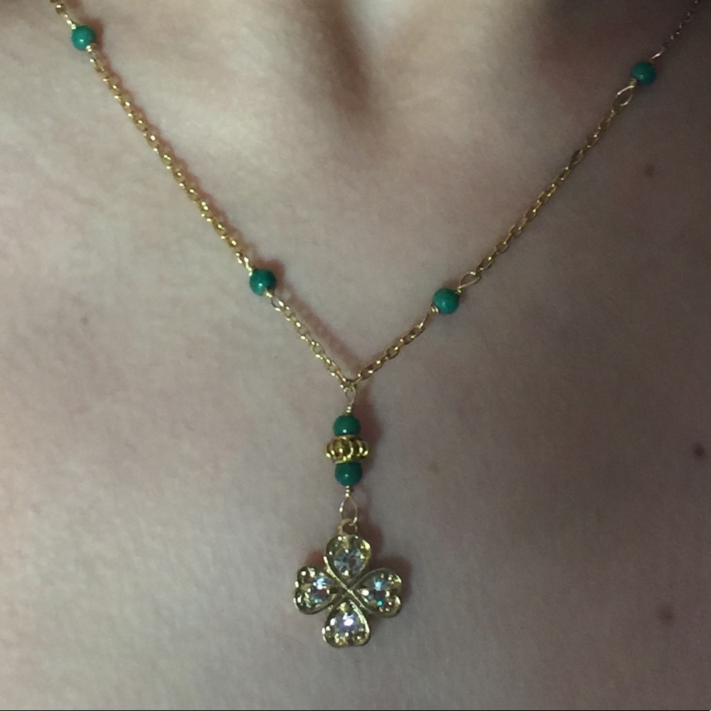 Handmade OOAK green turquoise necklace - Picture 4 of 4