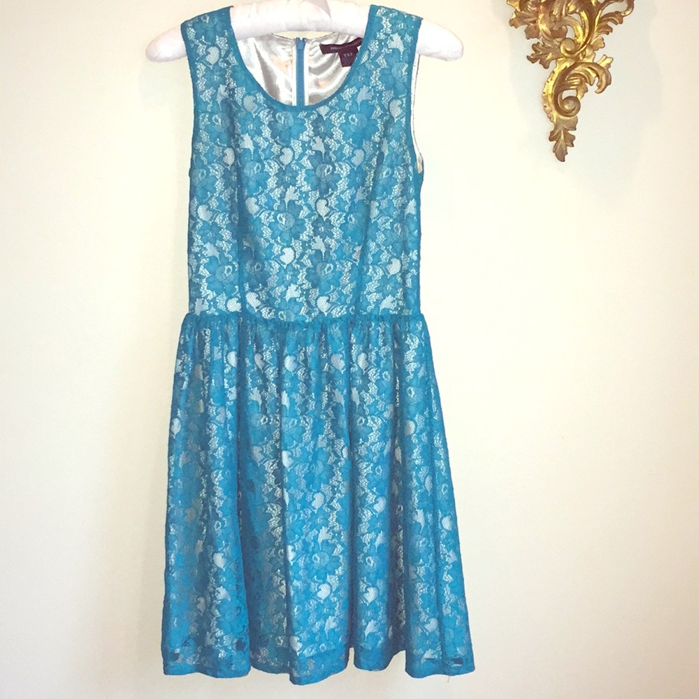 Teal lace dress