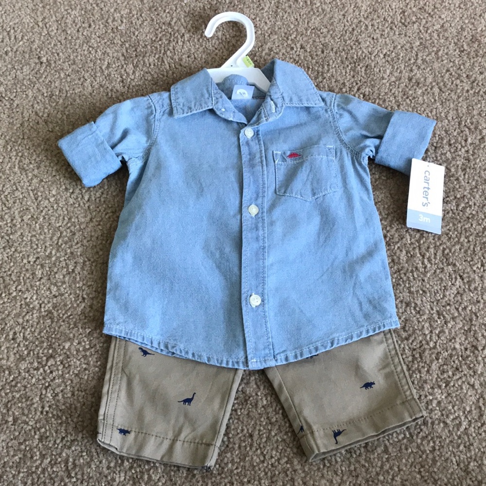 Carter’s Button Down Dinosaur Outfit set (3 month)