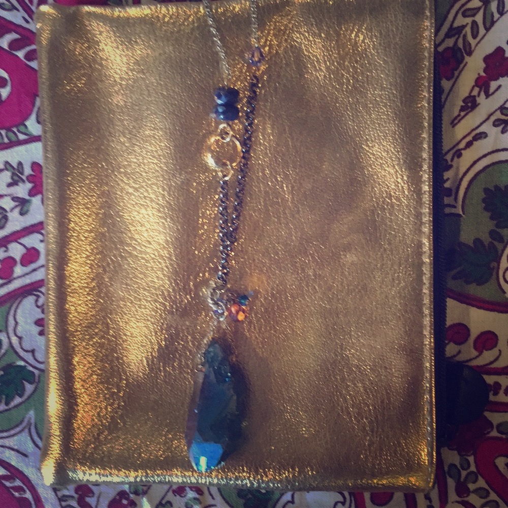 Long Necklace with Natural Stone & Beads