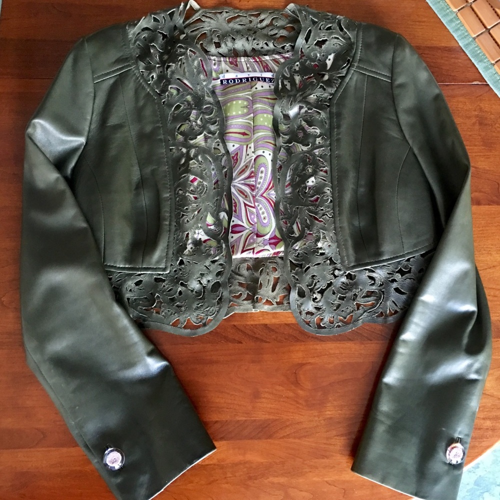 David Rodriguez Cropped Lambskin Jacket Sz 6