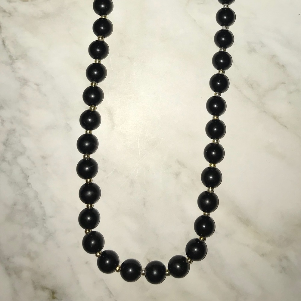 Beaded Black Necklace- short length- small size