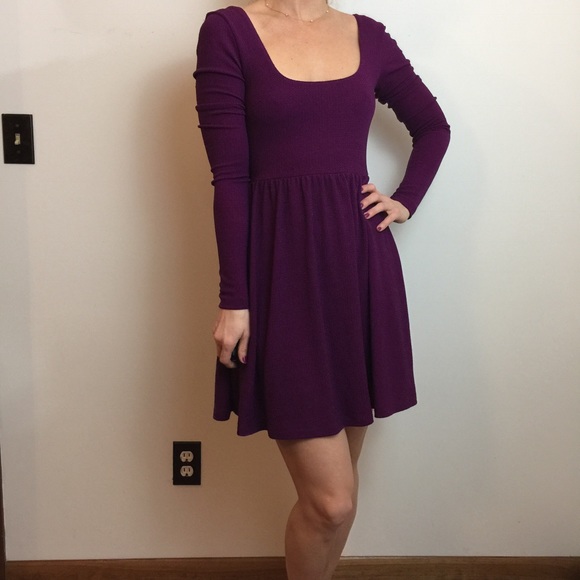 Free People Purple Metallic Long Sleeve Dress - Picture 2 of 8