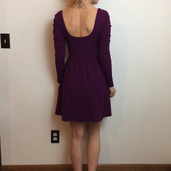 Free People Purple Metallic Long Sleeve Dress - Picture 4 of 8
