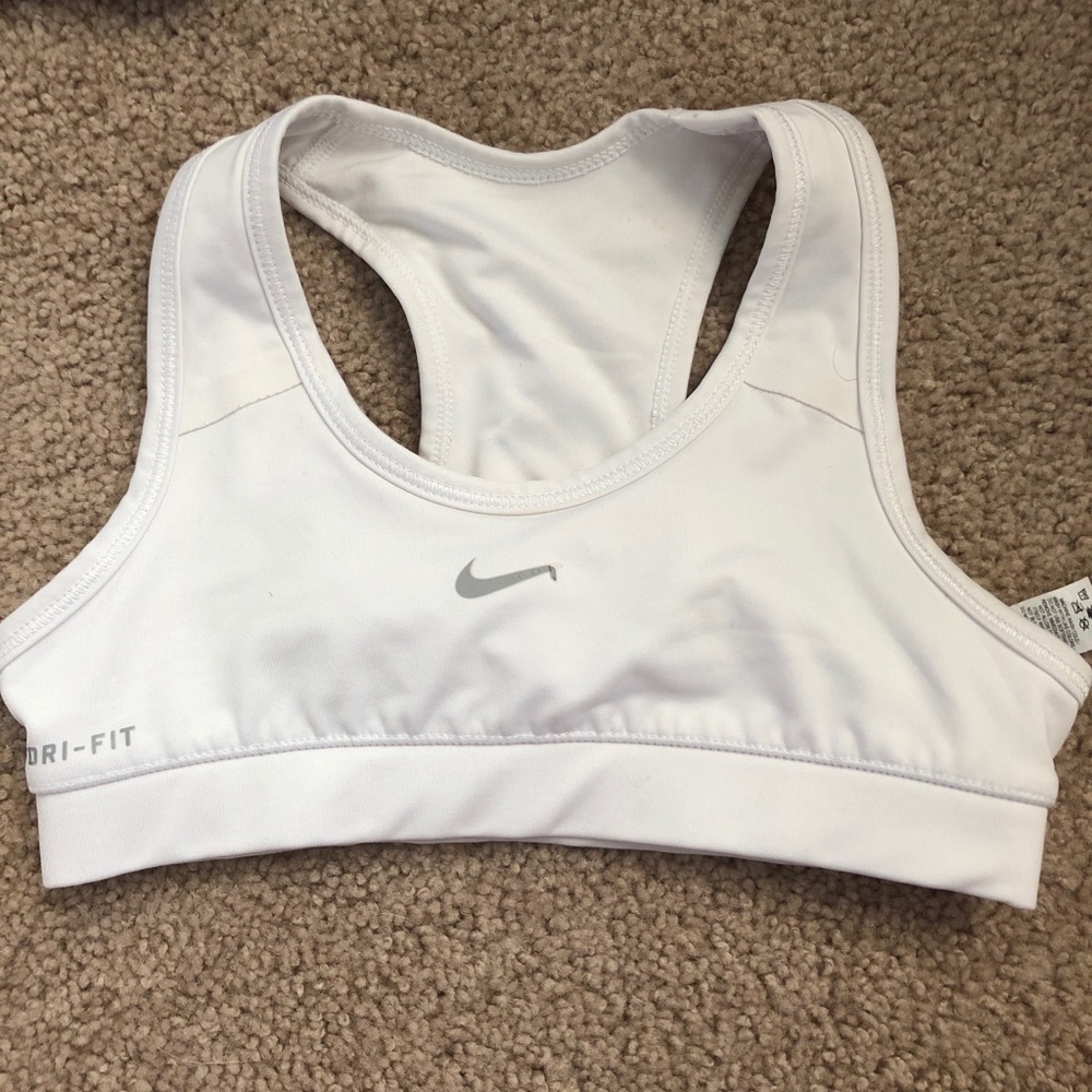 white Nike sports bra
