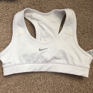white Nike sports bra