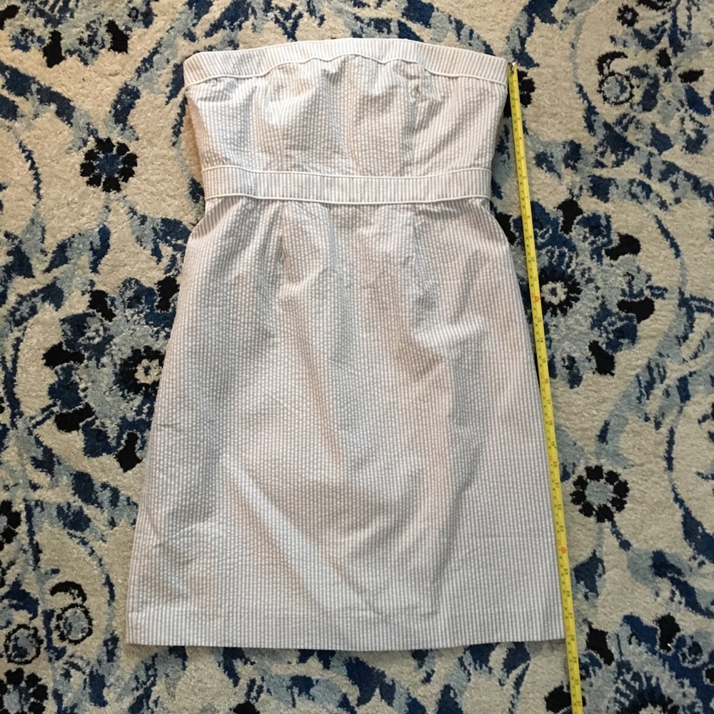 Seersucker strapless dress